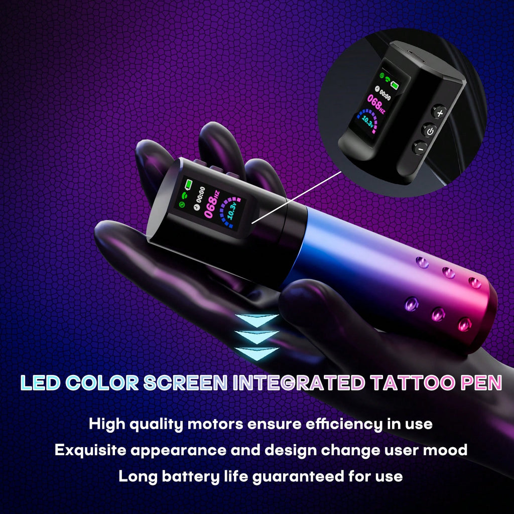 Wireless Tattoo Pen Kit - LED Color Screen, 20Pcs Cartridge Needles, 11 Vibrant Tattoo Inks, Portable And Ergonomic Design For Beginners And Professionals Alike
