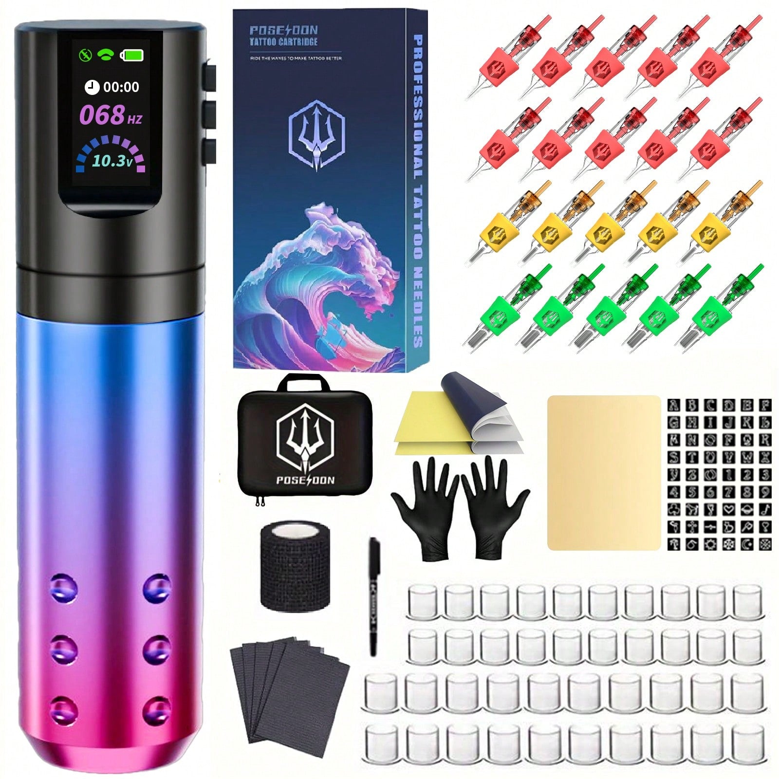 Wireless Tattoo Pen Kit - LED Color Screen, 20Pcs Cartridge Needles, 11 Vibrant Tattoo Inks, Portable And Ergonomic Design For Beginners And Professionals Alike