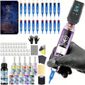Wireless Tattoo Pen Kit – Aluminum Alloy Tattoo Machine with Rechargeable Battery, Power Supply & 20 Cartridge Needles