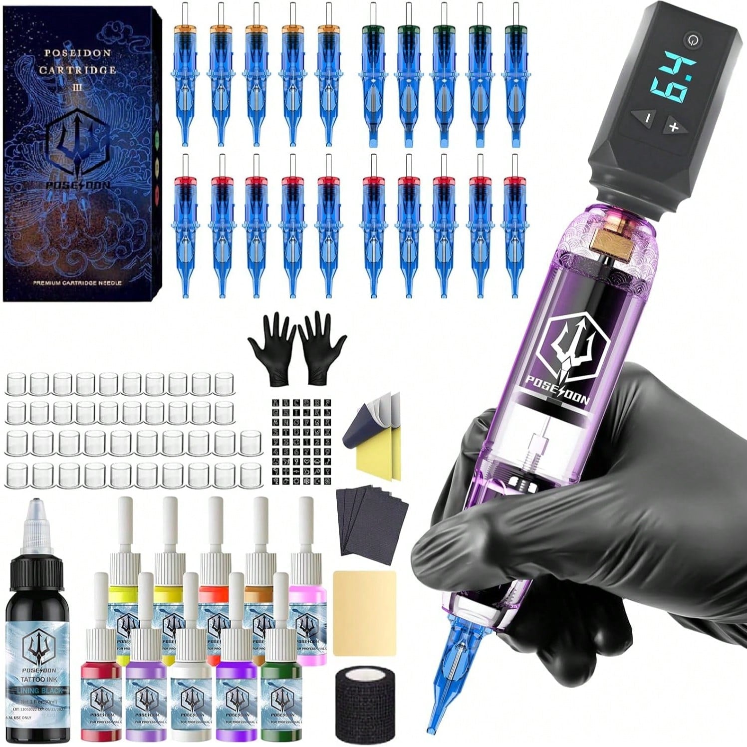 Wireless Tattoo Pen Kit – Aluminum Alloy Tattoo Machine with Rechargeable Battery, Power Supply & 20 Cartridge Needles