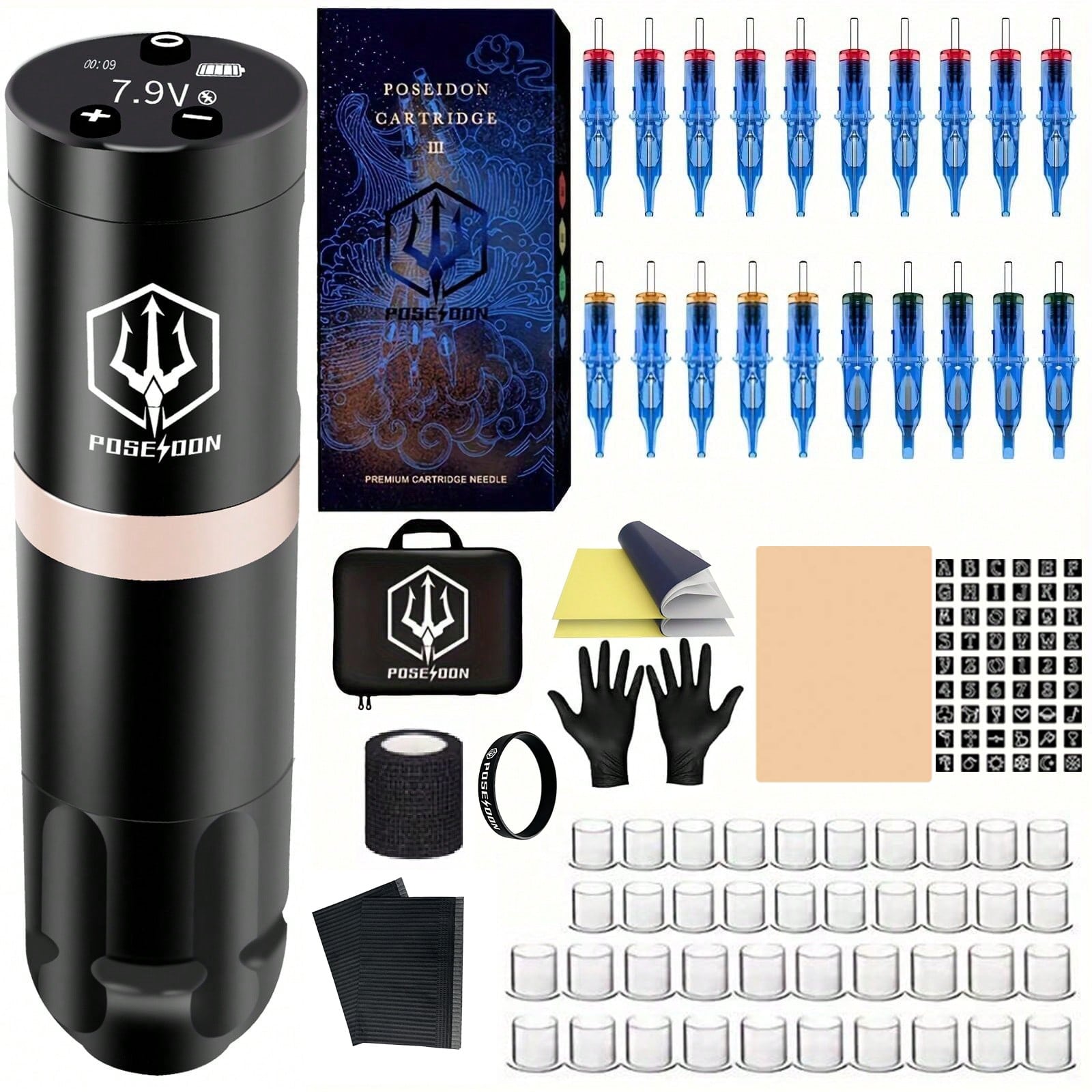 Wireless Tattoo Pen Kit – Rechargeable Tattoo Machine Set with 20 Cartridge Needles & Complete Tattoo Supplies