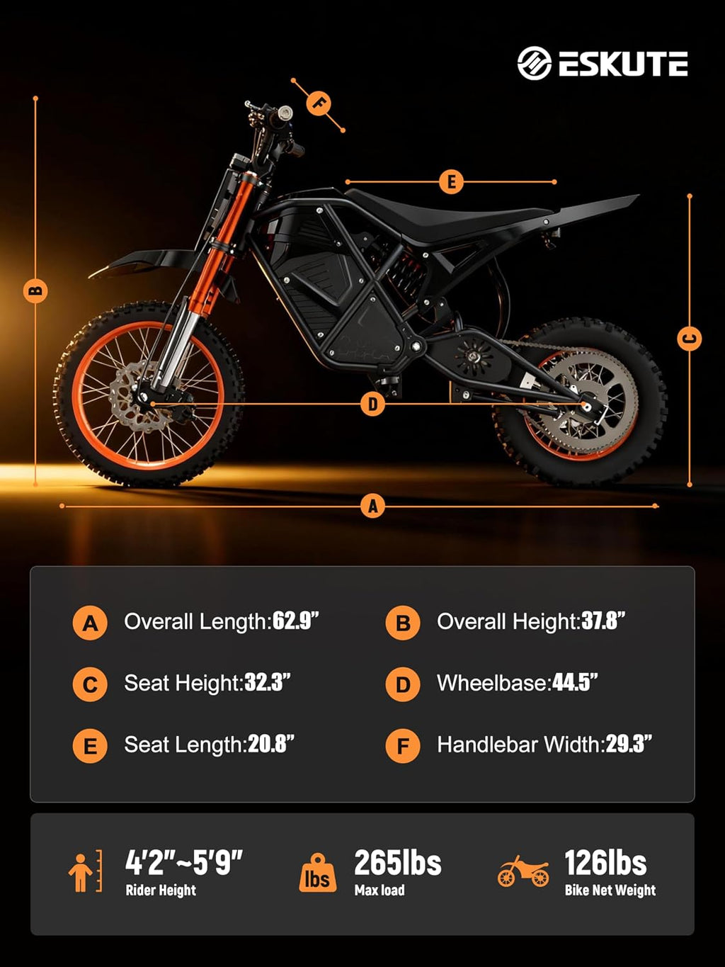 3500W Peak Electric Dirt Bike – 48V 23Ah Battery, Up to 53-Mile Range, 46 MPH, 220Nm Mid-Drive Motor & Dual Hydraulic Suspension