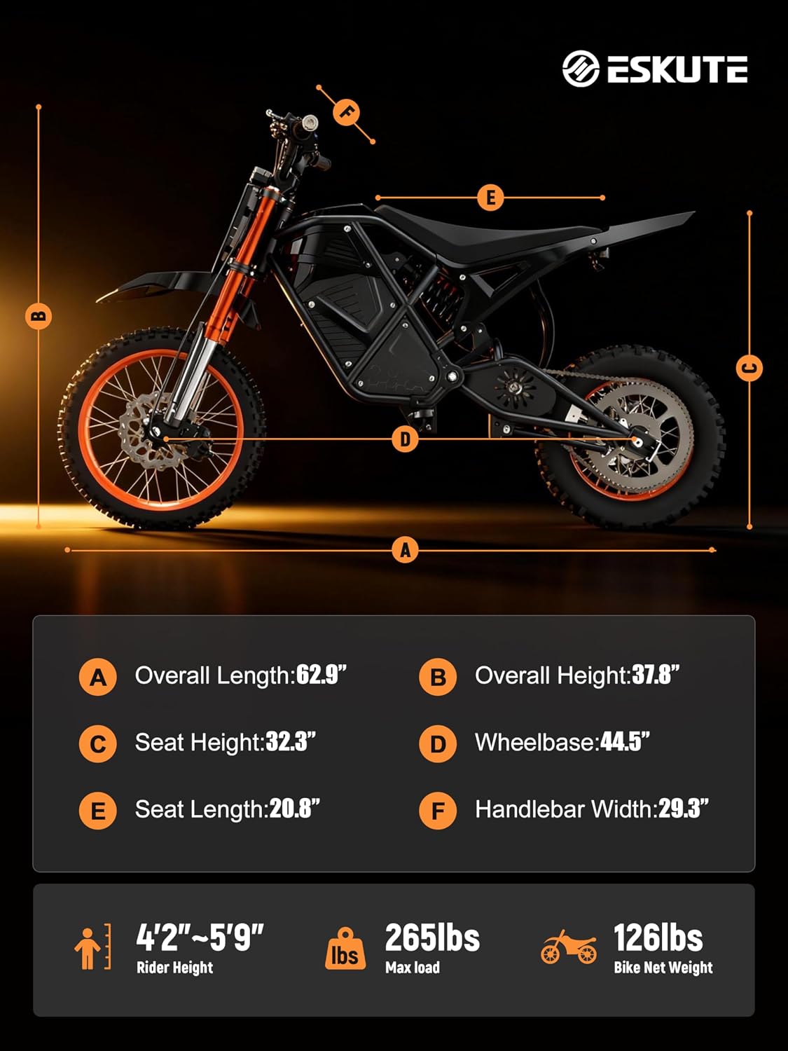 3500W Peak Electric Dirt Bike – 48V 23Ah Battery, Up to 53-Mile Range, 46 MPH, 220Nm Mid-Drive Motor & Dual Hydraulic Suspension