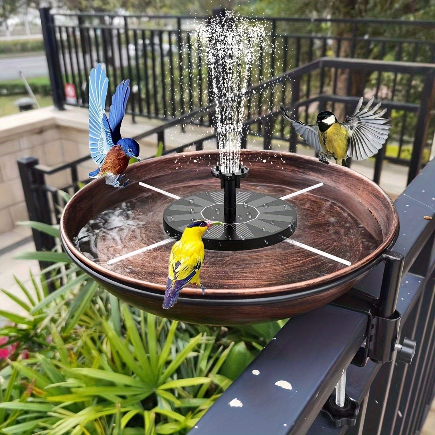 Solar-Powered Fountain for Garden, Pond & Terrace - Bird Attractor with Durable Plastic Design, High-Quality Outdoor Water Feature for Pool, Courtyard & Rockery Landscapes, Solar Powered Water Fountain, Garden Decor, Natural Aesthetic, Easy Installation,