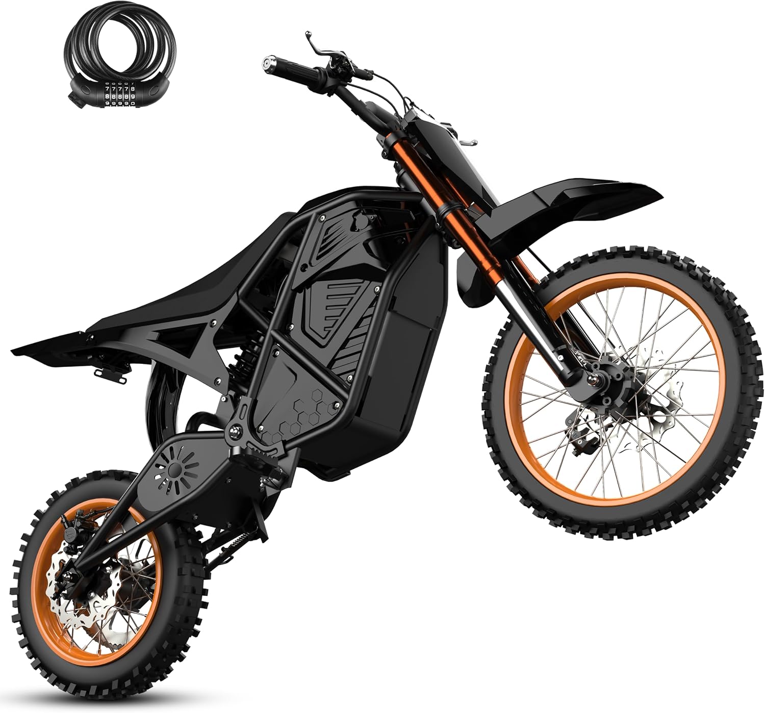 3500W Peak Electric Dirt Bike – 48V 23Ah Battery, Up to 53-Mile Range, 46 MPH, 220Nm Mid-Drive Motor & Dual Hydraulic Suspension