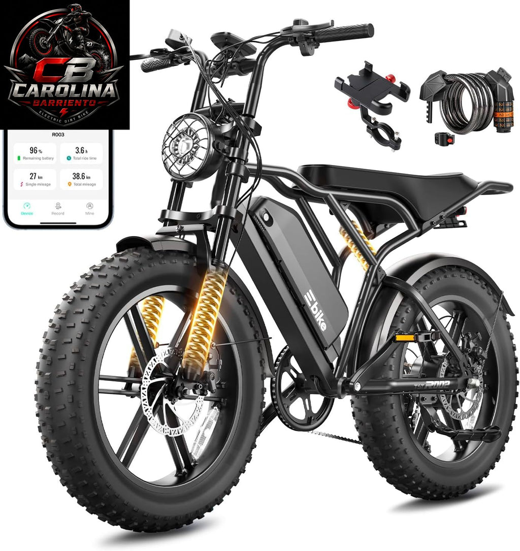TST 1500W Peak Fat Tire Electric Bike for Adults – 48V 15Ah Removable Battery, Up to 60-Mile Range, Full Suspension & 20" x 4" Tires