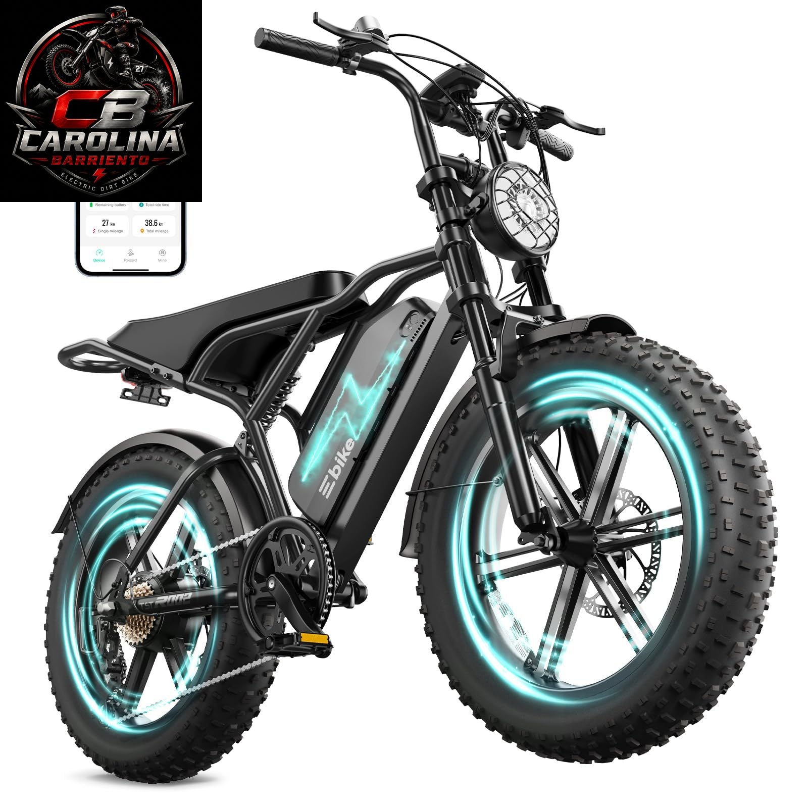 TST 1500W Peak Fat Tire Electric Bike for Adults – 48V 15Ah Removable Battery, Up to 60-Mile Range, Full Suspension & 20" x 4" Tires