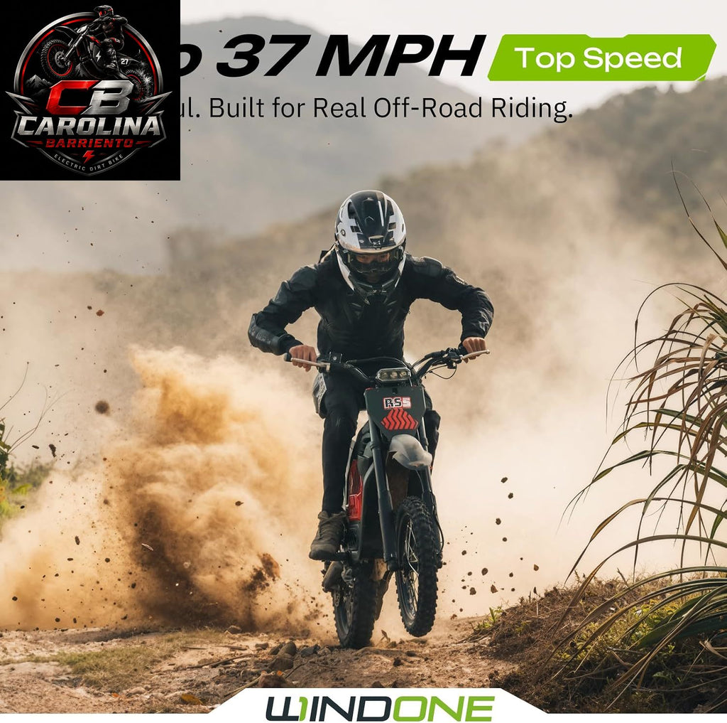 Windone RS5 Electric Dirt Bike – 2200W Peak Motor, 37 MPH, 48V 22.5Ah Battery, 45-Mile Range & Hydraulic Brakes