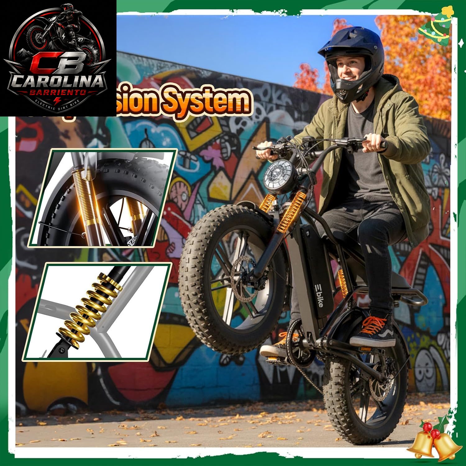 TST 1500W Peak Fat Tire Electric Bike for Adults – 48V 15Ah Removable Battery, Up to 60-Mile Range, Full Suspension & 20" x 4" Tires