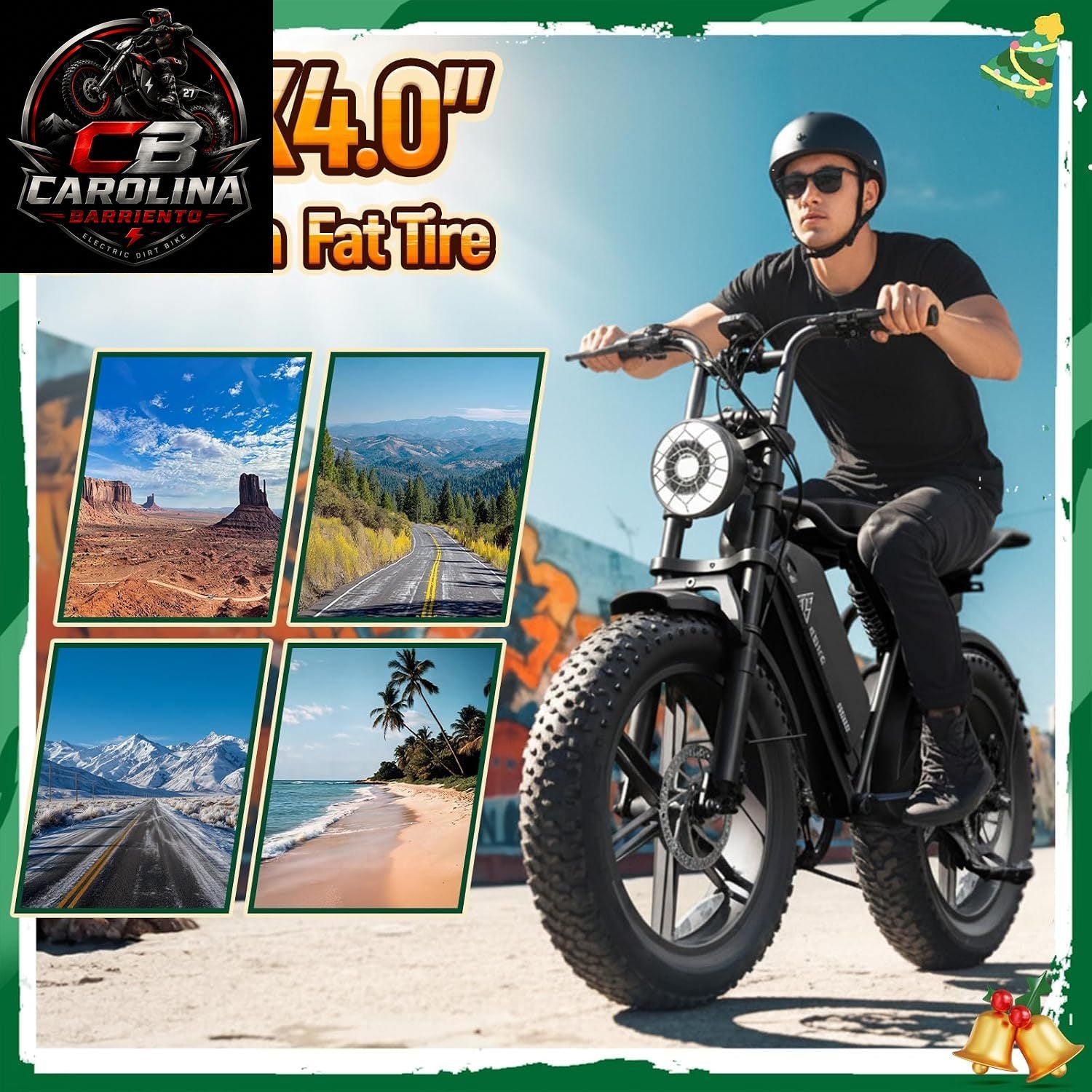 TST 1500W Peak Fat Tire Electric Bike for Adults – 48V 15Ah Removable Battery, Up to 60-Mile Range, Full Suspension & 20" x 4" Tires