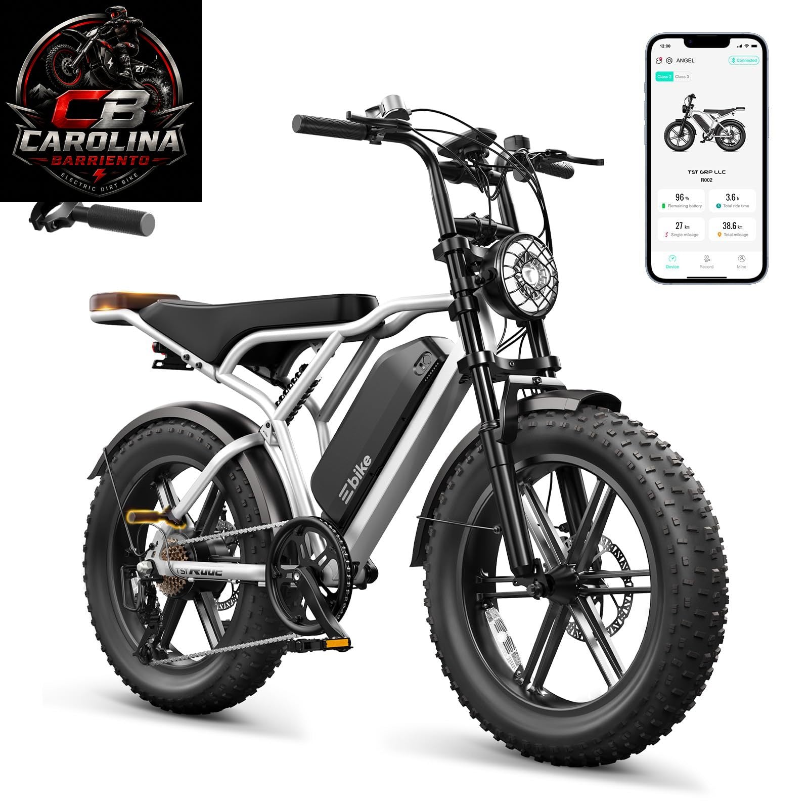 TST 1500W Peak Fat Tire Electric Bike for Adults – 48V 15Ah Removable Battery, Up to 60-Mile Range, Full Suspension & 20" x 4" Tires